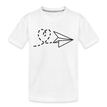 Amour et aventure coeur avec avion en papier - T-shirt bio Premium Enfant - blanc - Devant