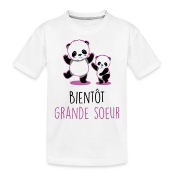 Bientôt nouvelle grande soeur bébé panda kawaii - T-shirt bio Premium Enfant - blanc - Devant