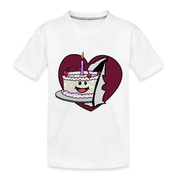 Heart birthday tart congratulation cake pastry - Kids' Premium Organic T-Shirt - white - Front