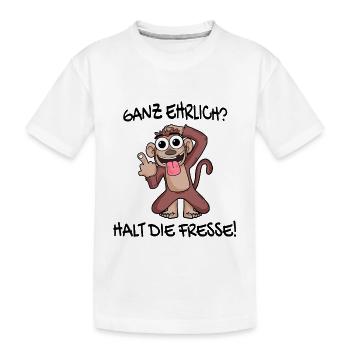 Ganz ehrlich halt die Fresse Affe - Kinder Premium Bio T-Shirt - Weiß - Vorne