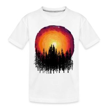 Wald Natur Flora Botanisch Sonnenuntergang Bäume - Kinder Premium Bio T-Shirt - Weiß - Vorne
