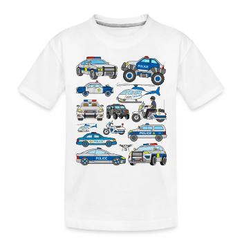 Polizeiautos Polizei Fahrzeuge für Kinder - Kinder Premium Bio T-Shirt - Weiß - Vorne