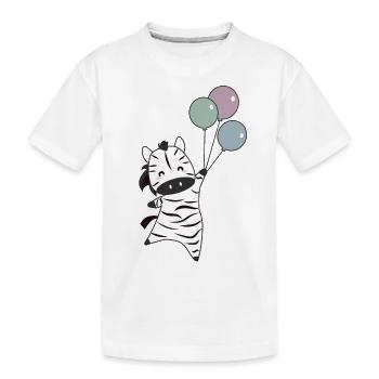 Zebra flies with balloons upwards cute animals - Kids' Premium Organic T-Shirt - white - Front