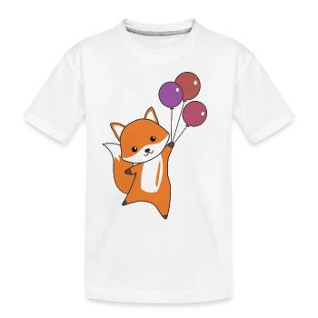 Fuchs süß Tier fliegt Luftballons Kinder - Kinder Premium Bio T-Shirt - Weiß - Vorne