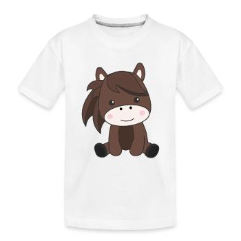 Horse sweet pony horses rider children - Kids' Premium Organic T-Shirt - white - Front
