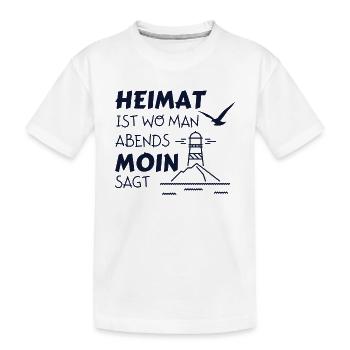 Heimat Moin Leuchtturm Möwe Nordsee - Kinder Premium Bio T-Shirt - Weiß - Vorne