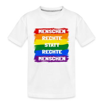 Menschenrechte statt rechte Menschen Regenbogen - Kinder Premium Bio T-Shirt - Weiß - Vorne
