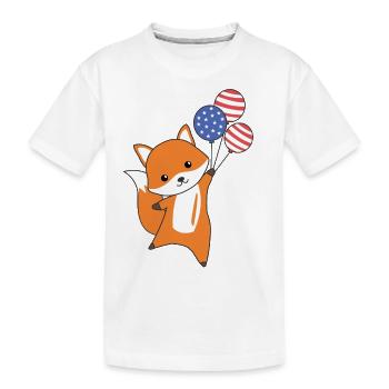 Le renard vole ballons USA en haut doux animaux renards - T-shirt bio Premium Enfant - blanc - Devant