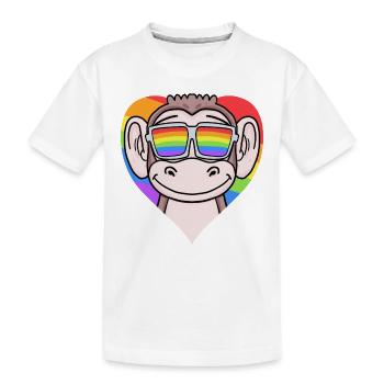 LGBT Heart with Monkey Rainbow - Kids' Premium Organic T-Shirt - white - Front
