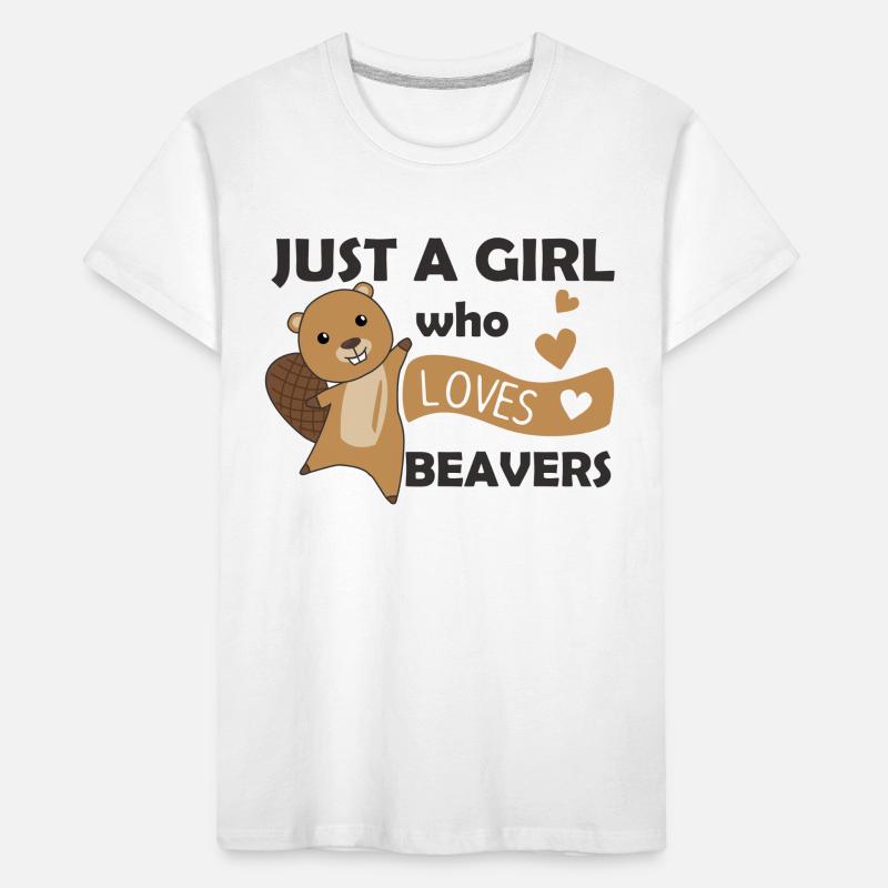 Nur ein Mädchen das Biber liebt - süßer Biber Kinder Premium Bio T-Shirt