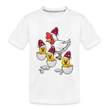 Xmas Weihnachten Mutter Huhn Hühnerstall Nikolaus - Kinder Premium Bio T-Shirt - Weiß - Vorne