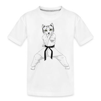 Katze Karate Kampfkunst Taekwondo - Kinder Premium Bio T-Shirt - Weiß - Vorne