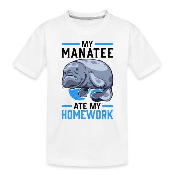 Manatee has eaten homework Manati manatee - Kids' Premium Organic T-Shirt - white - Front