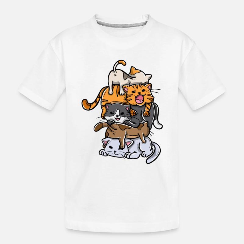 Sleeping Cats Stack Anime Chatons Kawaii - T-shirt bio Premium Enfant - blanc