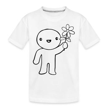 Man shows flower - Kids' Premium Organic T-Shirt - white - Front