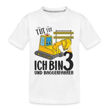 Geburtstag Bagger 3 Jahre Bagger Party Geschenk - Kinder Premium Bio T-Shirt - Weiß - Vorne
