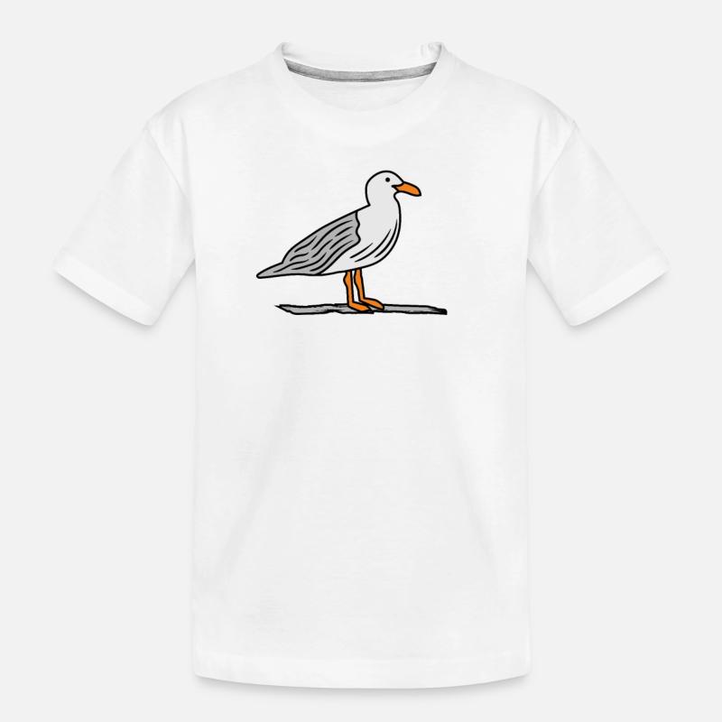 Möwe auf Stein - Kinder Premium Bio T-Shirt - Weiß