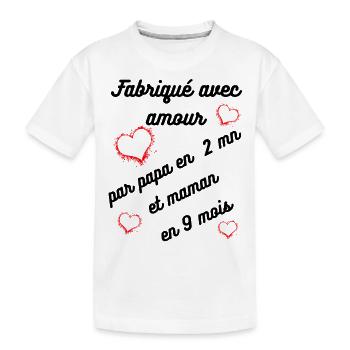 fabriqué avec amour, enfant, cadeau, naissance - T-shirt bio Premium Enfant - blanc - Devant