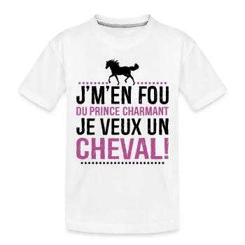 Je M'en Fous Du Prince Charmant Je Veux Un Cheval - T-shirt bio Premium Enfant - blanc - Devant