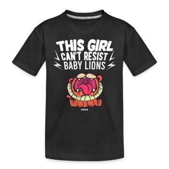 Lion Girl Animal Lover - Kids' Premium Organic T-Shirt - black - Front