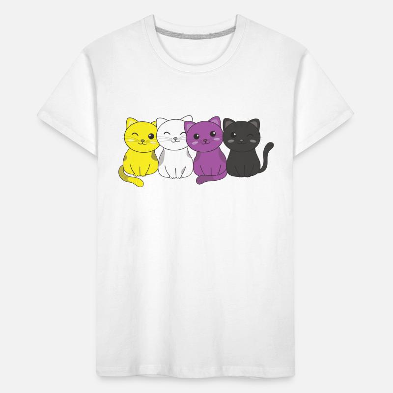 Nonbinary Flag Non Binary Pride LGBTQ süße Katze Kinder Premium Bio T-Shirt