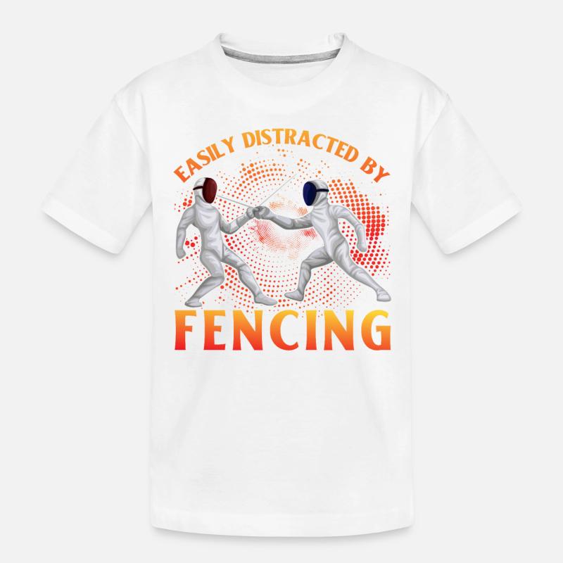 Easily Distracted by Fencing - Kinder Premium Bio T-Shirt - Weiß