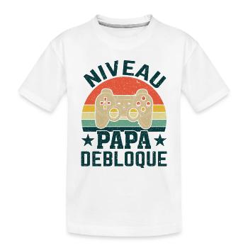 Daddy Level Unlocked - Kids' Premium Organic T-Shirt - white - Front
