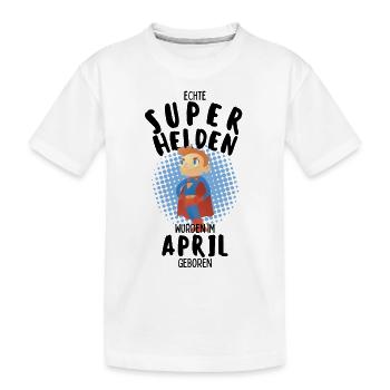 Echte Superhelden wurden im April geboren Junge - Kinder Premium Bio T-Shirt - Weiß - Vorne