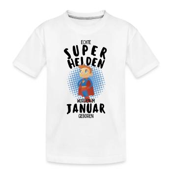 Echte Superhelden wurden im Januar geboren Junge - Kinder Premium Bio T-Shirt - Weiß - Vorne