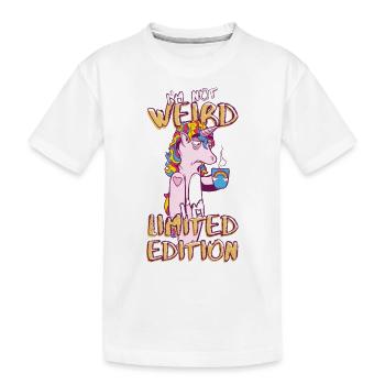 Cartoon Unicorn avec tasse à café - Édition limitée - T-shirt bio Premium Enfant - blanc - Devant