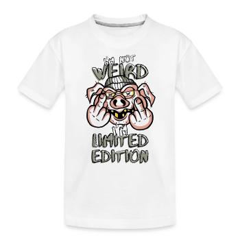 Cartoon Schwein mit Mittelfinger - Limited Edition - Kinder Premium Bio T-Shirt - Weiß - Vorne