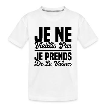 Je Ne Vieillis Pas Je Prends De La Valeur - T-shirt bio Premium Enfant - blanc - Devant