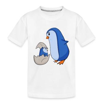 Penguin with Baby Penguin - Kids' Premium Organic T-Shirt - white - Front