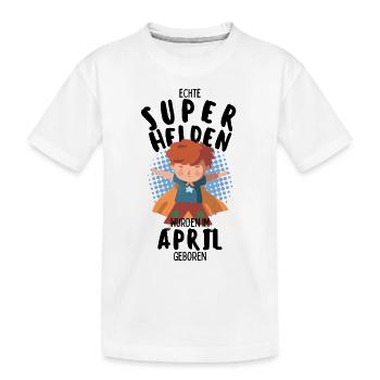 Echte Superhelden wurden im April geboren Junge - Kinder Premium Bio T-Shirt - Weiß - Vorne