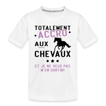 Totalement accro aux chevaux - T-shirt bio Premium Enfant - blanc - Devant