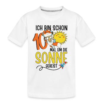 Süßer Fuchs Astronaut 10. Geburtstag Sonne Rakete - Kinder Premium Bio T-Shirt - Weiß - Vorne