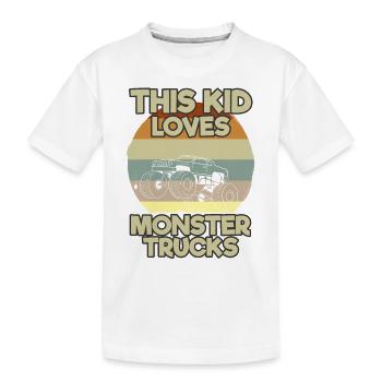 Monster Truck Große Reifen Kind Liebe I Geschenk - Kinder Premium Bio T-Shirt - Weiß - Vorne