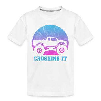 Monster Truck Große Reifen Kind Liebe I Geschenk - Kinder Premium Bio T-Shirt - Weiß - Vorne