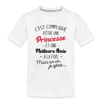 Une princesse et meilleure amie - T-shirt bio Premium Enfant - blanc - Devant