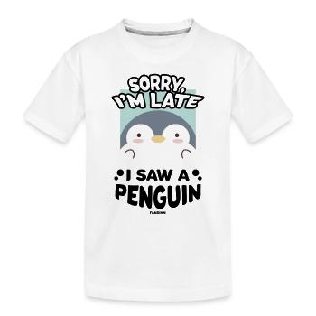 Désolé je suis en retard j’ai vu un pingouin - T-shirt bio Premium Enfant - blanc - Devant