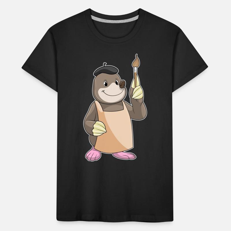 Mole as a painter with a brush Kids' Premium Organic T-Shirt