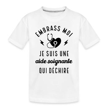 Embrasse moi je suis une aide-soignante cadeau - T-shirt bio Premium Enfant - blanc - Devant