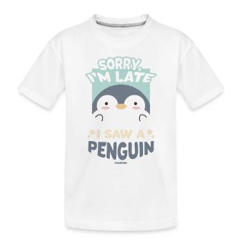 Désolé je suis en retard j’ai vu un pingouin - T-shirt bio Premium Enfant - blanc - Devant