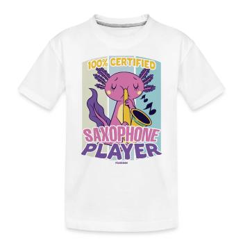 100% Certified Saxophone Player - Kids' Premium Organic T-Shirt - white - Front