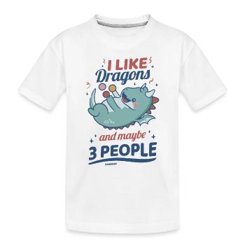J’aime les dragons et peut-être 3 personnes - T-shirt bio Premium Enfant - blanc - Devant