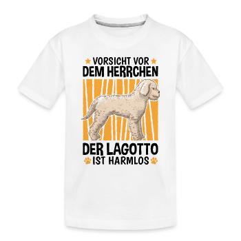 Vorsicht Lagotto Romagnolo Herrchen Wasserhund - Kinder Premium Bio T-Shirt - Weiß - Vorne