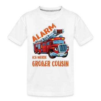 Ich werde Großer Cousin Feuerwehrauto Geschenkidee - Kinder Premium Bio T-Shirt - Weiß - Vorne