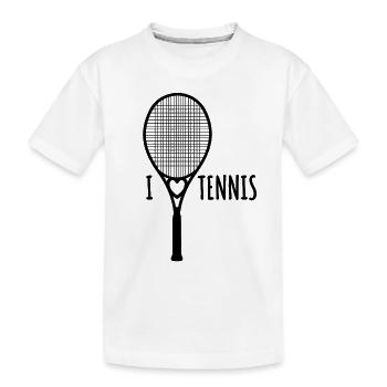 I love Tennis - Tennisschläger Herz - Hobby - Kinder Premium Bio T-Shirt - Weiß - Vorne