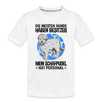 Schafpudel hat Personal zotthaariger Hütepudel - Kinder Premium Bio T-Shirt - Weiß - Vorne