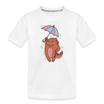 Dino avec parasol Dinosaure Reptile - T-shirt bio Premium Enfant - blanc - Devant